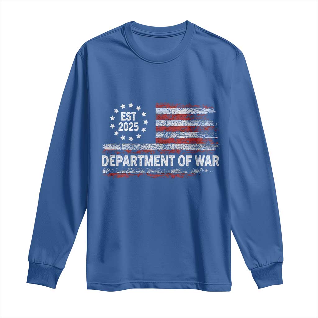 Department of War Est 2025 Long Sleeve Shirt Patriotic Military Vintage Grunge American Flag - Wonder Print Shop