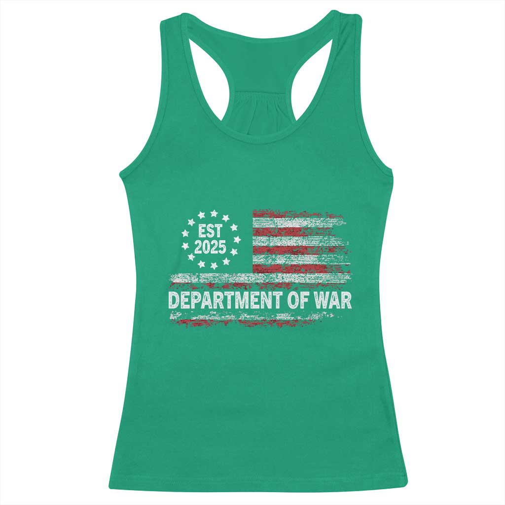 Department of War Est 2025 Racerback Tank Top Patriotic Military Vintage Grunge American Flag - Wonder Print Shop
