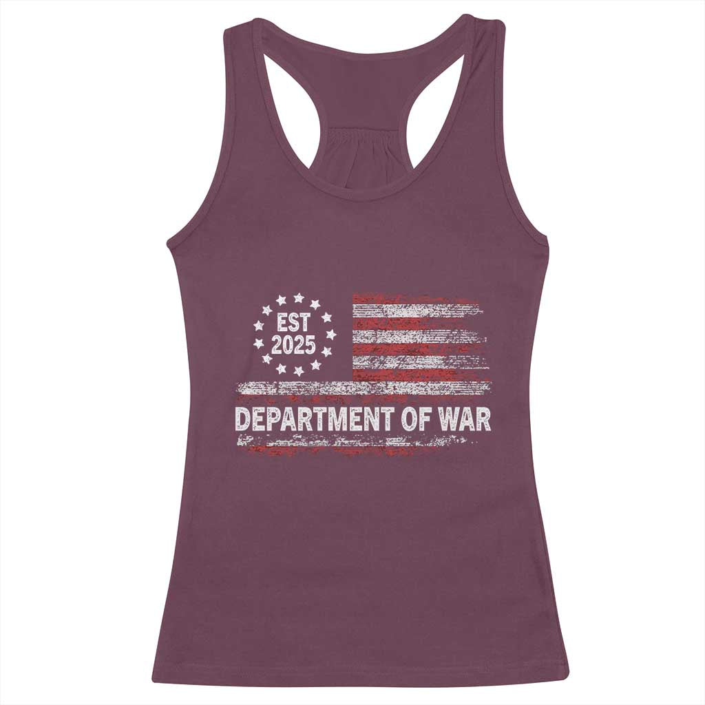 Department of War Est 2025 Racerback Tank Top Patriotic Military Vintage Grunge American Flag - Wonder Print Shop