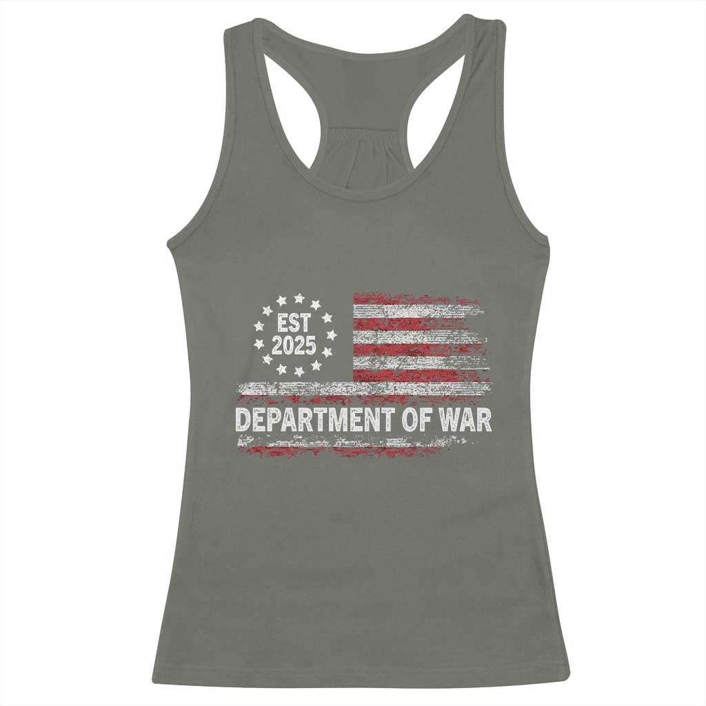 Department of War Est 2025 Racerback Tank Top Patriotic Military Vintage Grunge American Flag - Wonder Print Shop