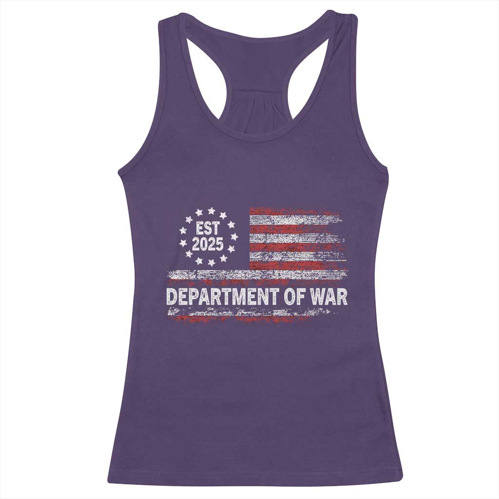 Department of War Est 2025 Racerback Tank Top Patriotic Military Vintage Grunge American Flag - Wonder Print Shop