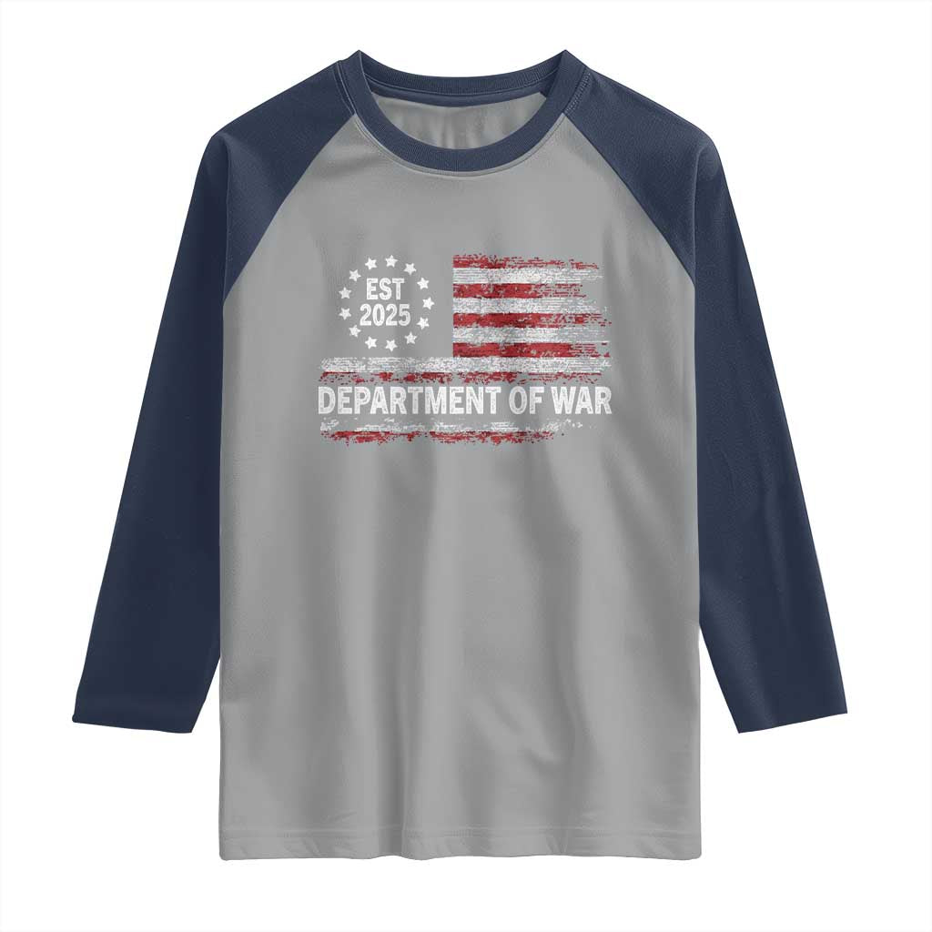 Department of War Est 2025 Raglan Shirt Patriotic Military Vintage Grunge American Flag - Wonder Print Shop