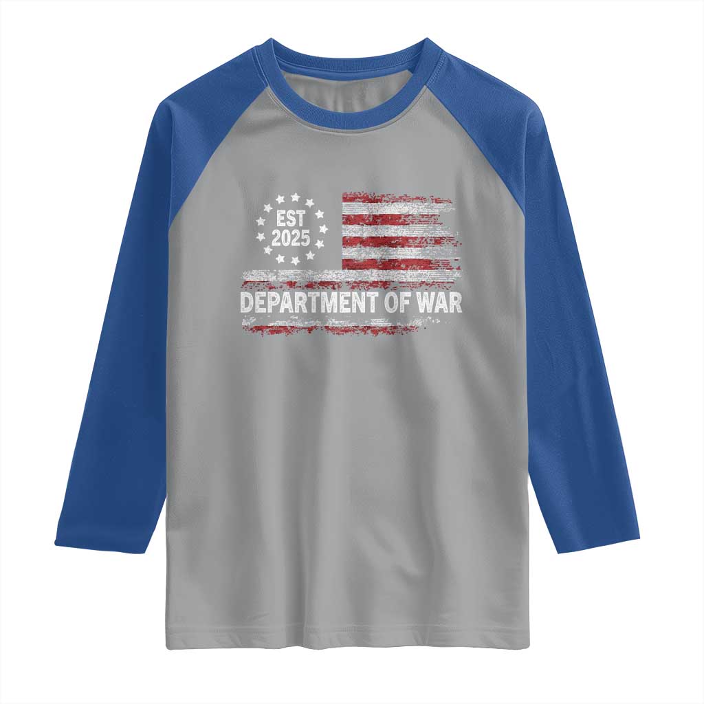 Department of War Est 2025 Raglan Shirt Patriotic Military Vintage Grunge American Flag - Wonder Print Shop