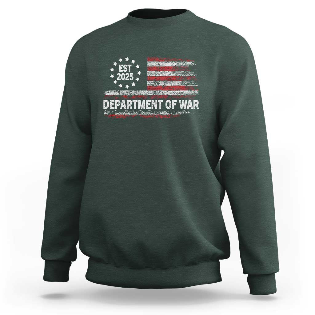 Department of War Est 2025 Sweatshirt Patriotic Military Vintage Grunge American Flag - Wonder Print Shop