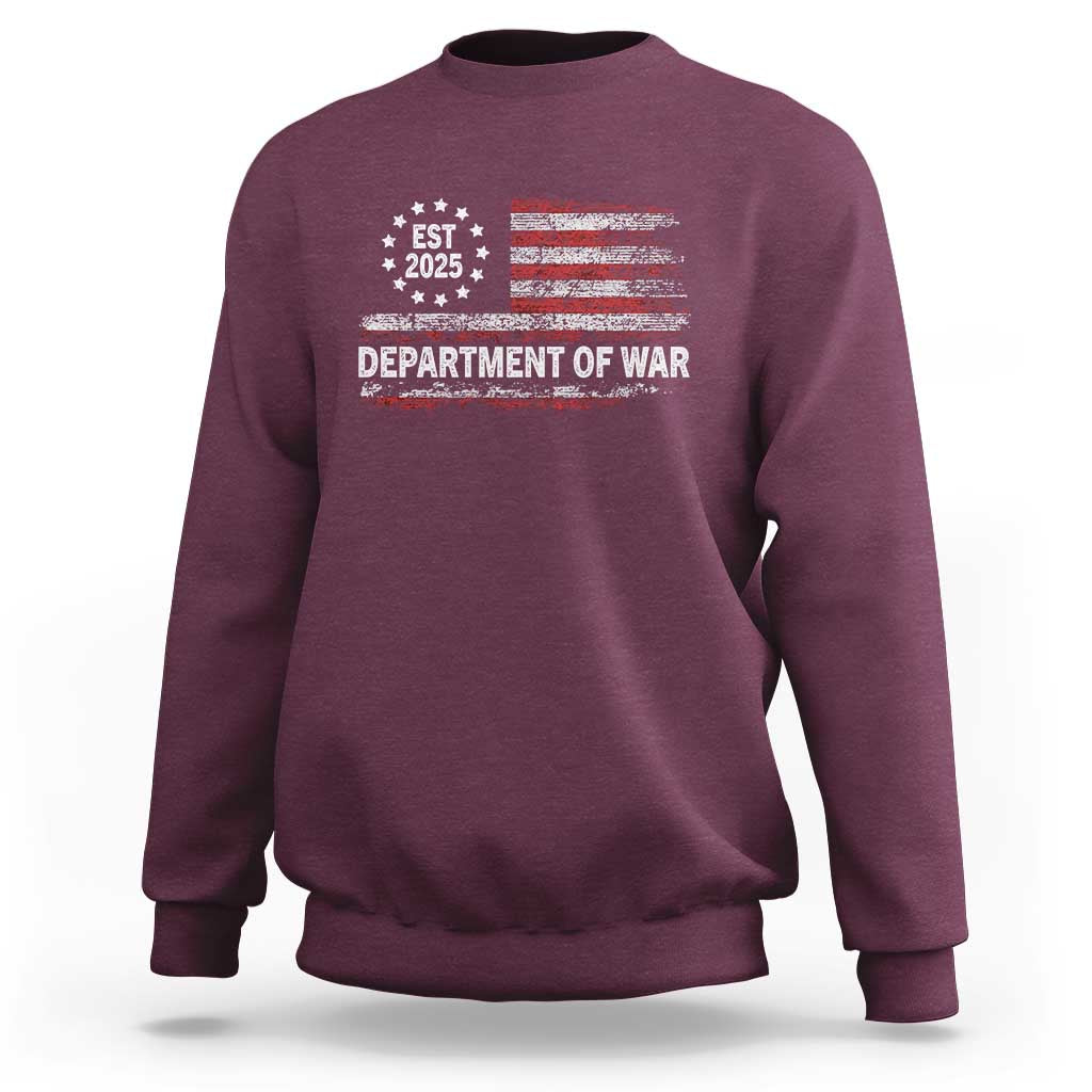 Department of War Est 2025 Sweatshirt Patriotic Military Vintage Grunge American Flag - Wonder Print Shop