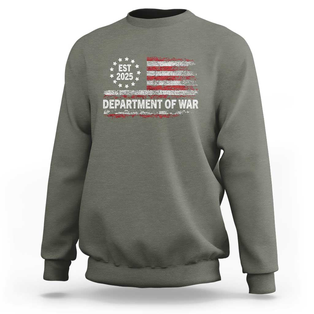 Department of War Est 2025 Sweatshirt Patriotic Military Vintage Grunge American Flag - Wonder Print Shop