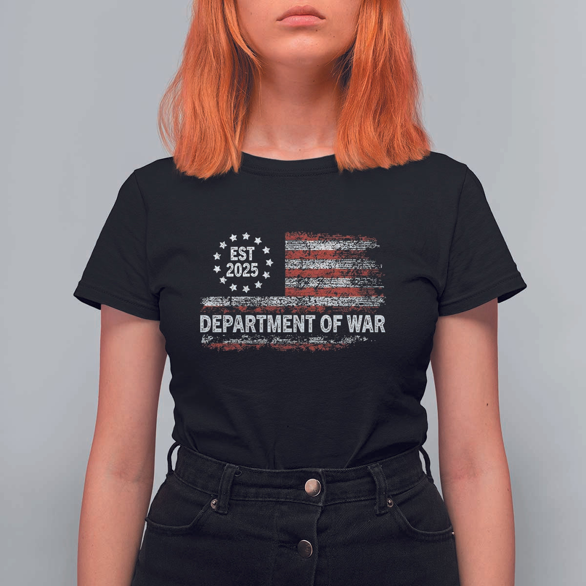 Department of War Est 2025 T Shirt For Women Patriotic Military Vintage Grunge American Flag - Wonder Print Shop