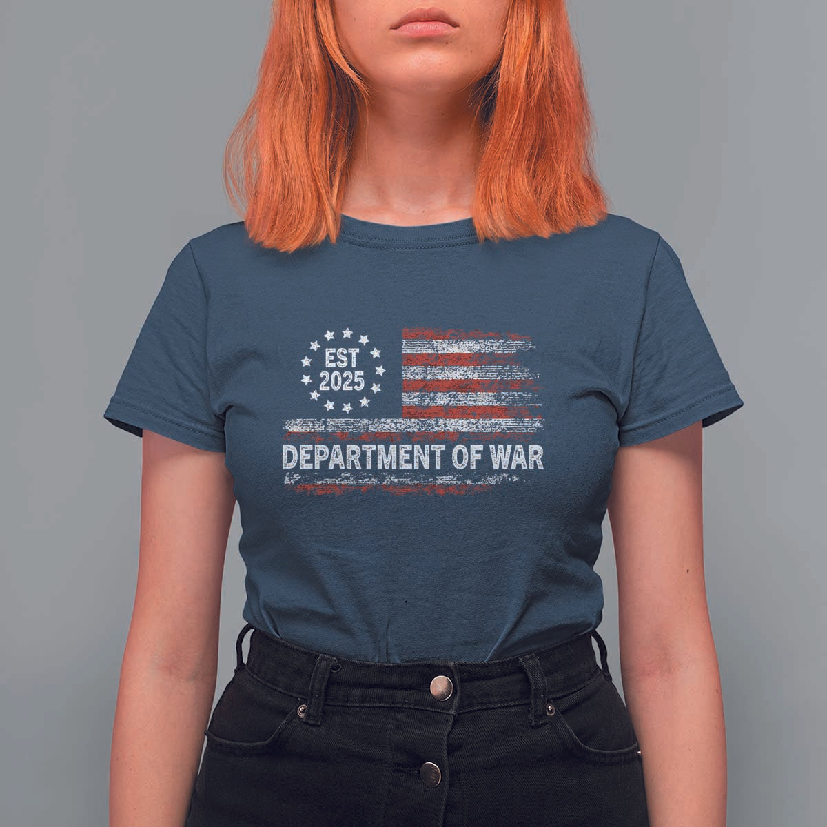 Department of War Est 2025 T Shirt For Women Patriotic Military Vintage Grunge American Flag - Wonder Print Shop