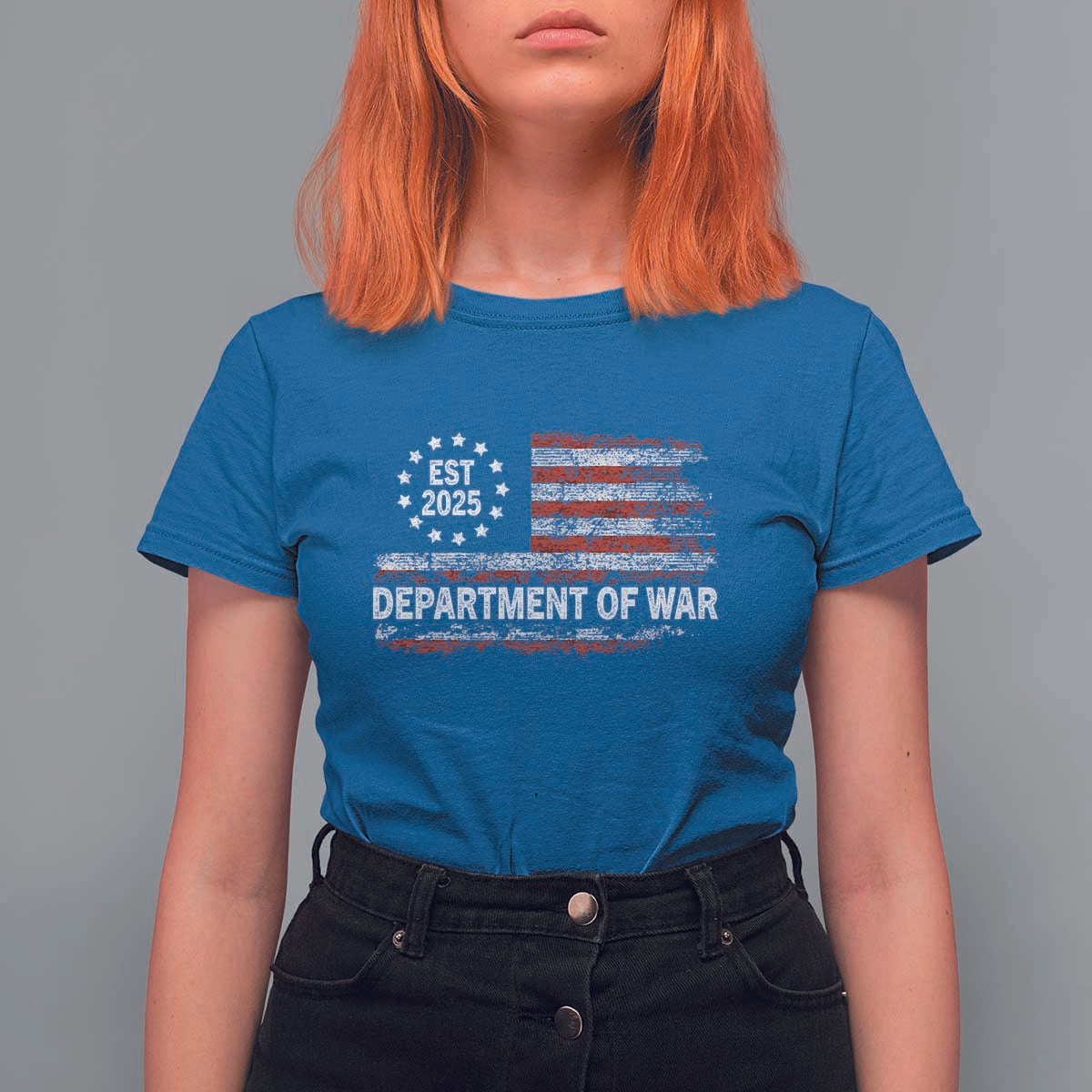 Department of War Est 2025 T Shirt For Women Patriotic Military Vintage Grunge American Flag - Wonder Print Shop