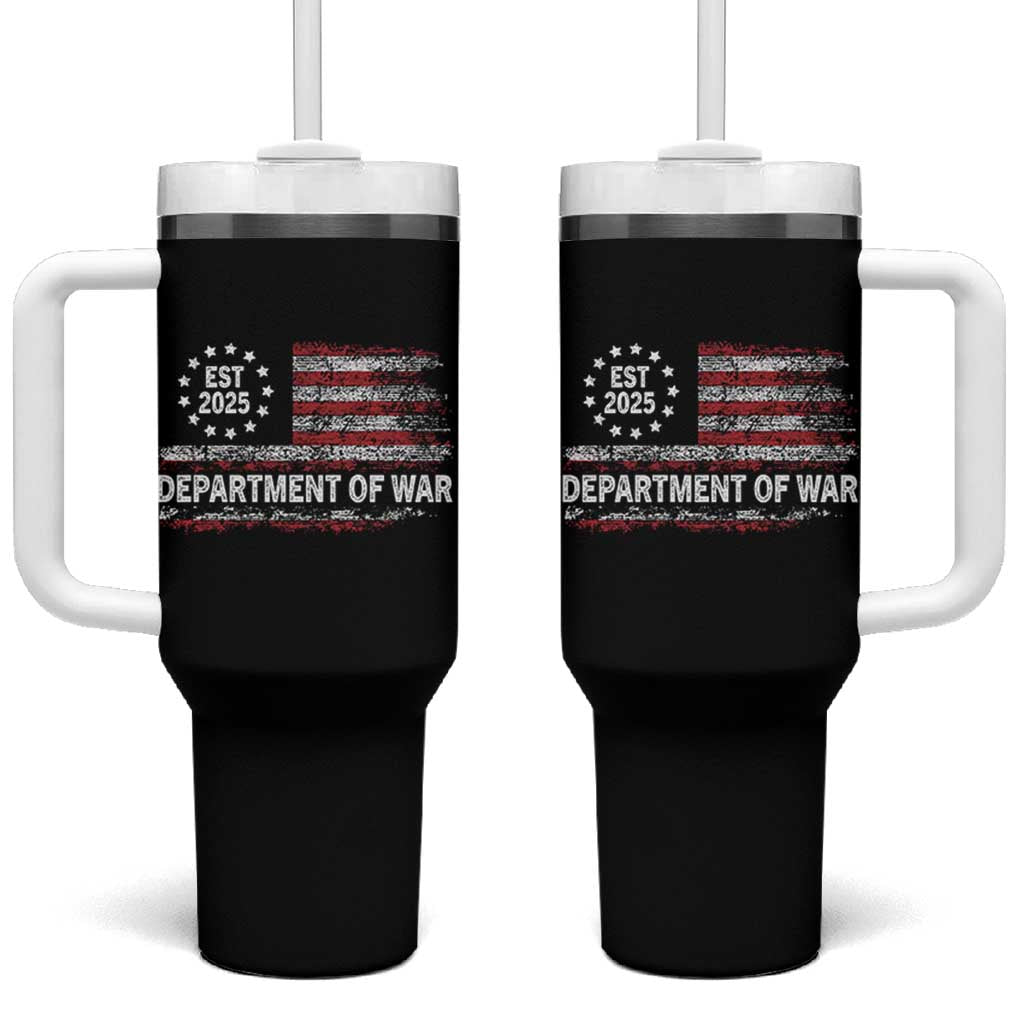 Department of War Est 2025 Tumbler With Handle Patriotic Military Vintage Grunge American Flag - Wonder Print Shop