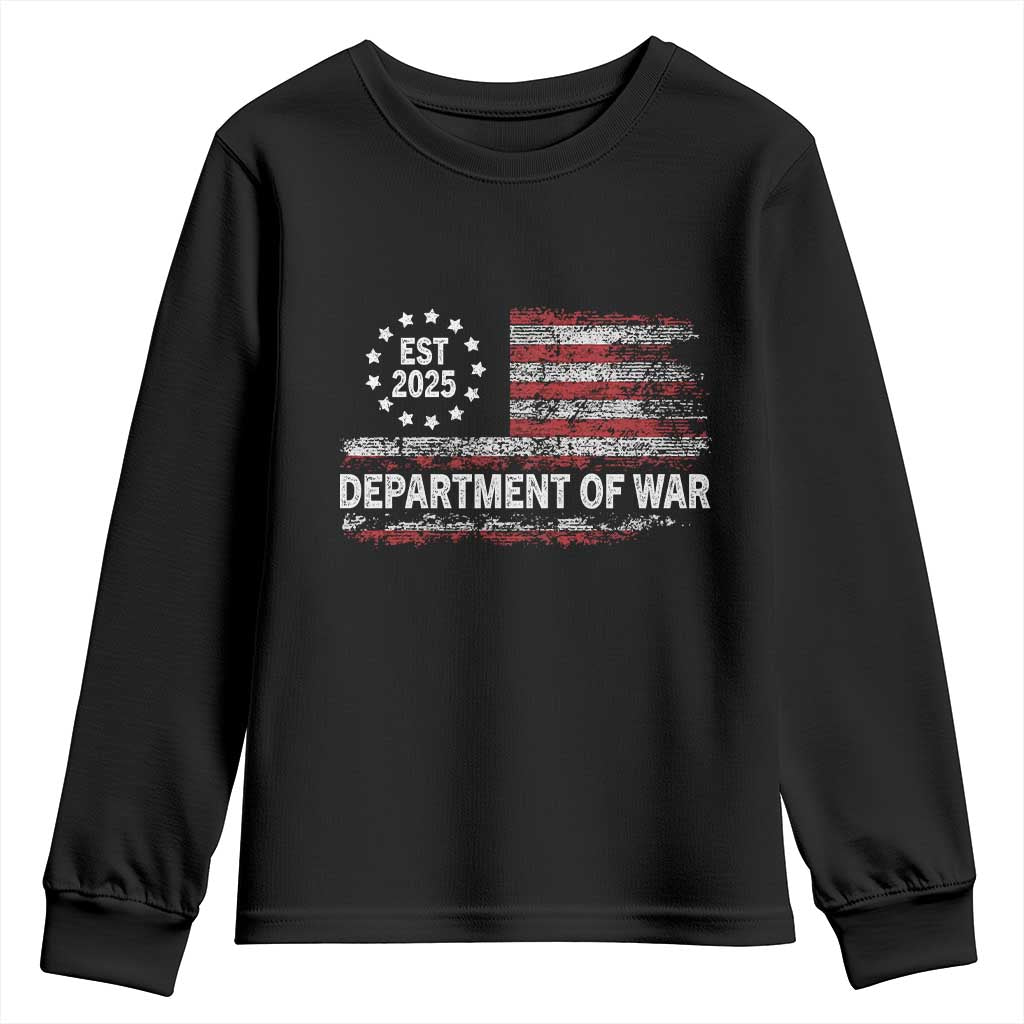 Department of War Est 2025 Youth Sweatshirt Patriotic Military Vintage Grunge American Flag - Wonder Print Shop