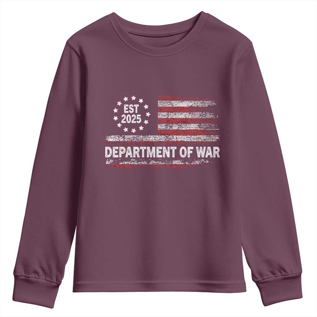 Department of War Est 2025 Youth Sweatshirt Patriotic Military Vintage Grunge American Flag - Wonder Print Shop