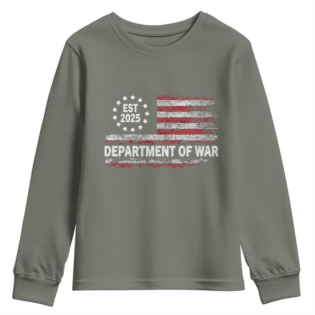 Department of War Est 2025 Youth Sweatshirt Patriotic Military Vintage Grunge American Flag - Wonder Print Shop