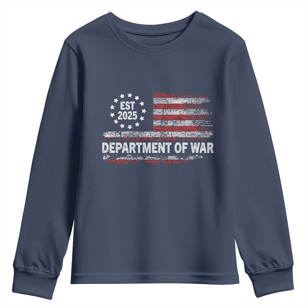 Department of War Est 2025 Youth Sweatshirt Patriotic Military Vintage Grunge American Flag - Wonder Print Shop