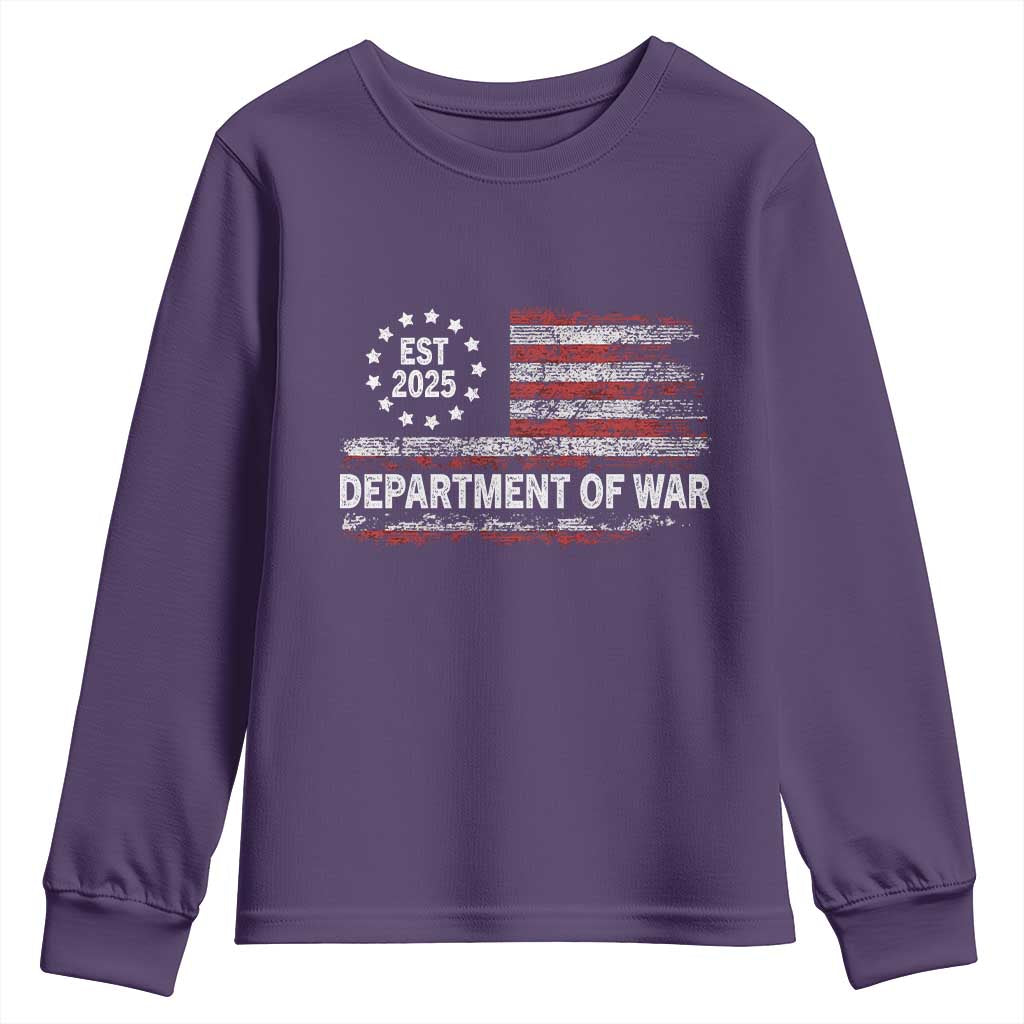 Department of War Est 2025 Youth Sweatshirt Patriotic Military Vintage Grunge American Flag - Wonder Print Shop