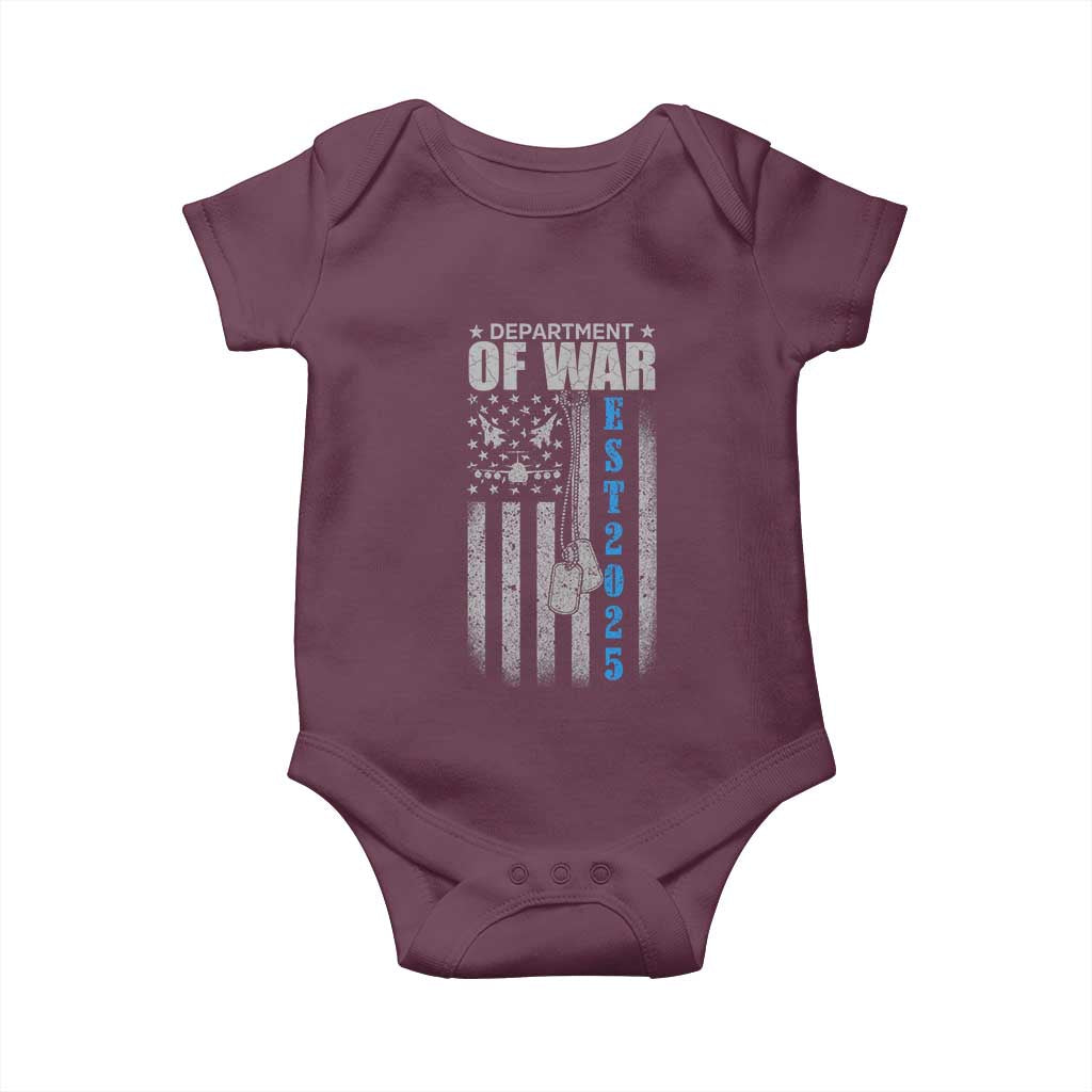 Department of War Est 2025 Baby Onesie Military Patriotic Dog Tags American Flag - Wonder Print Shop