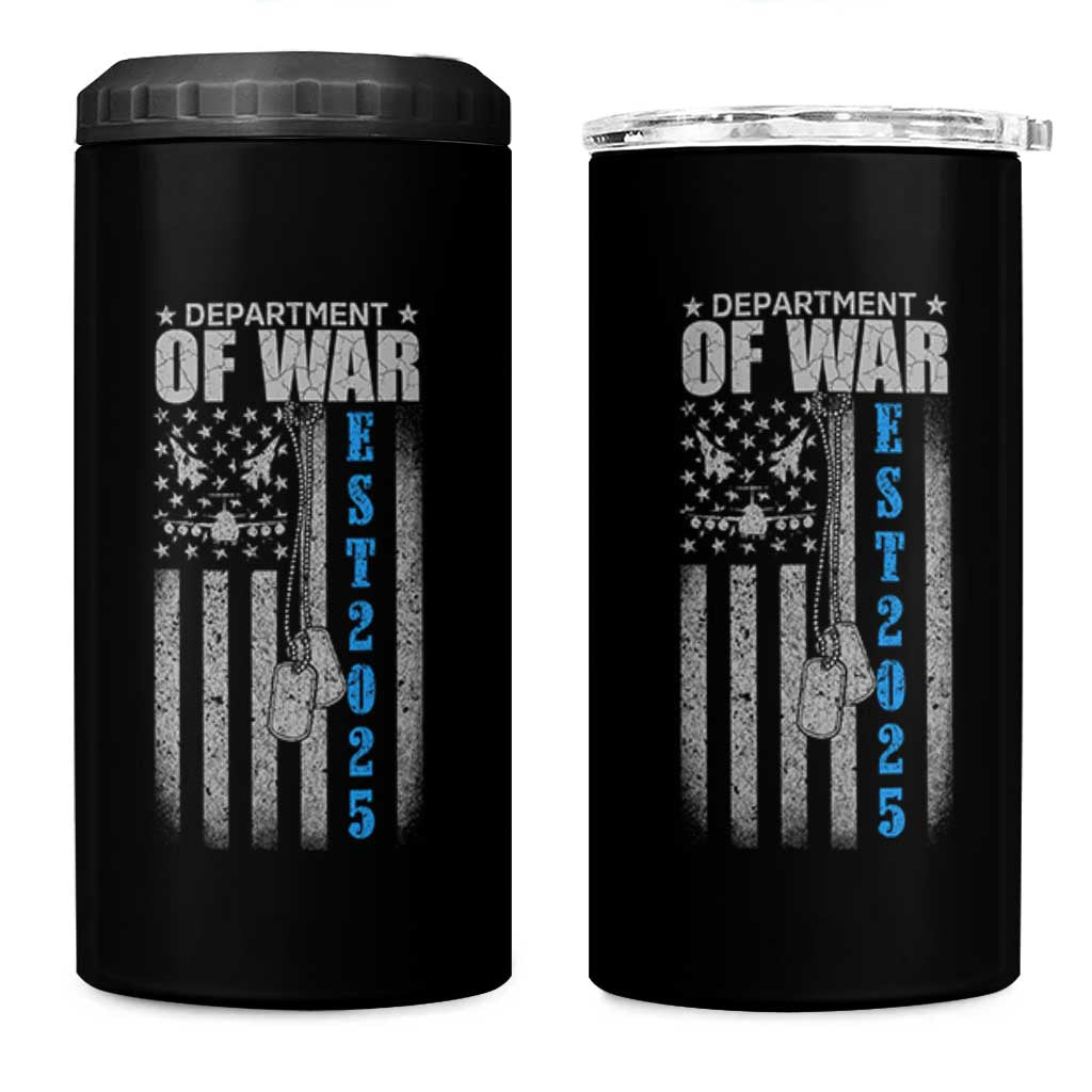 Department of War Est 2025 4 in 1 Can Cooler Tumbler Military Patriotic Dog Tags American Flag - Wonder Print Shop
