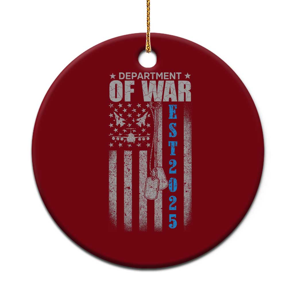 Department of War Est 2025 Ceramic Ornament Military Patriotic Dog Tags American Flag - Wonder Print Shop