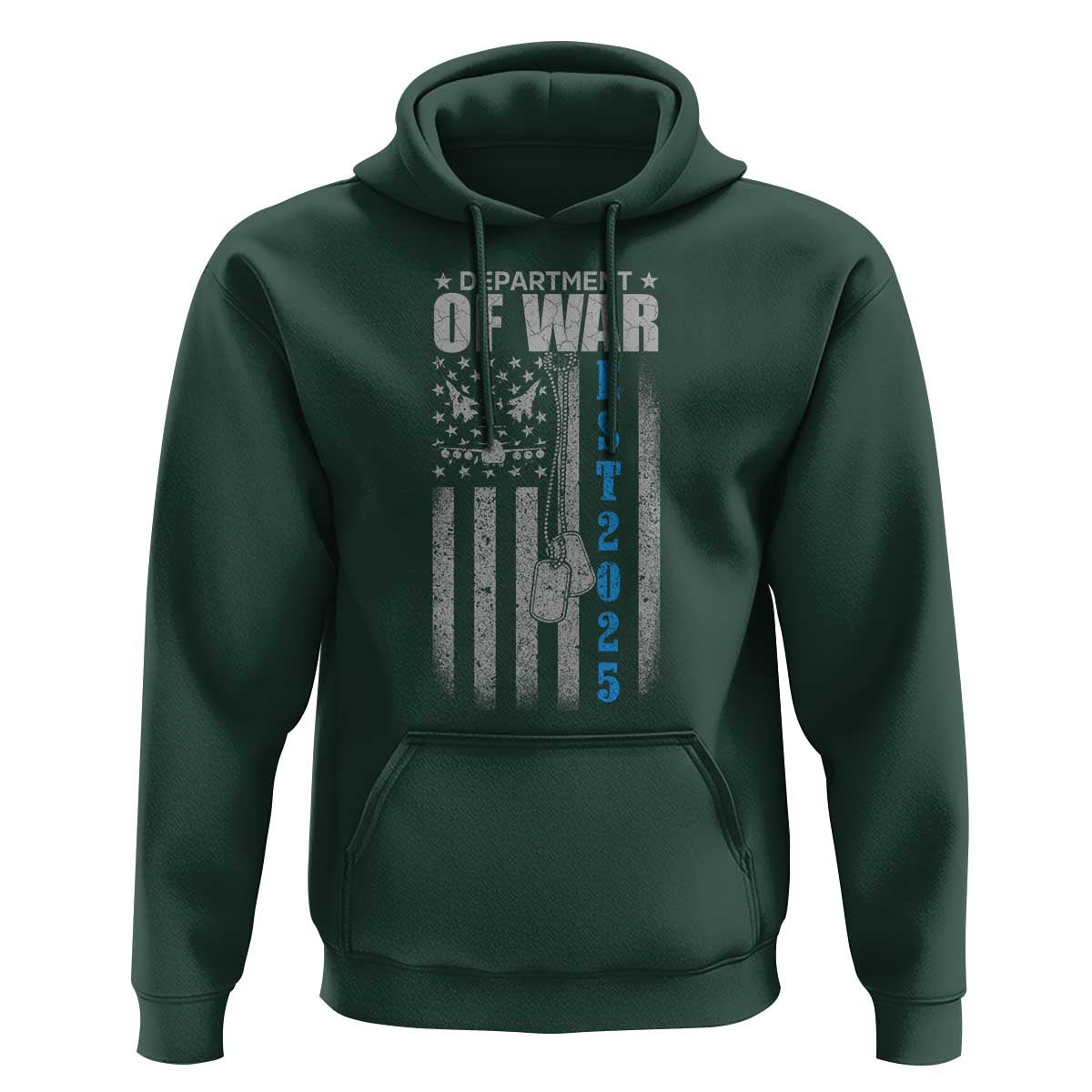 Department of War Est 2025 Hoodie Military Patriotic Dog Tags American Flag - Wonder Print Shop