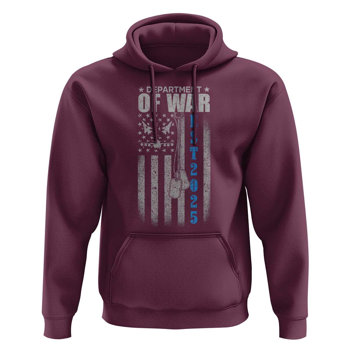 Department of War Est 2025 Hoodie Military Patriotic Dog Tags American Flag - Wonder Print Shop