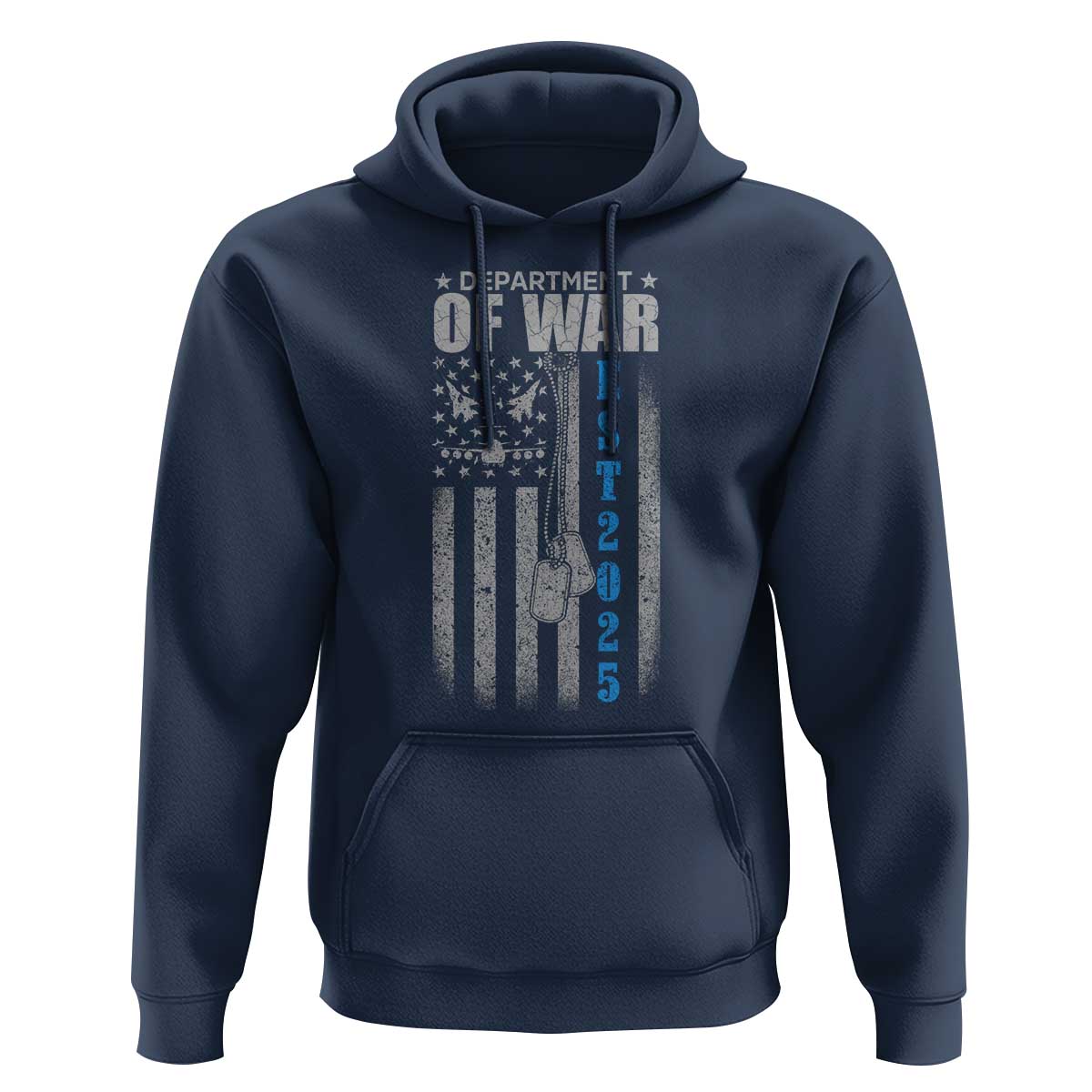 Department of War Est 2025 Hoodie Military Patriotic Dog Tags American Flag - Wonder Print Shop
