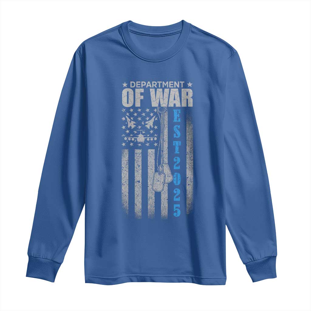Department of War Est 2025 Long Sleeve Shirt Military Patriotic Dog Tags American Flag - Wonder Print Shop