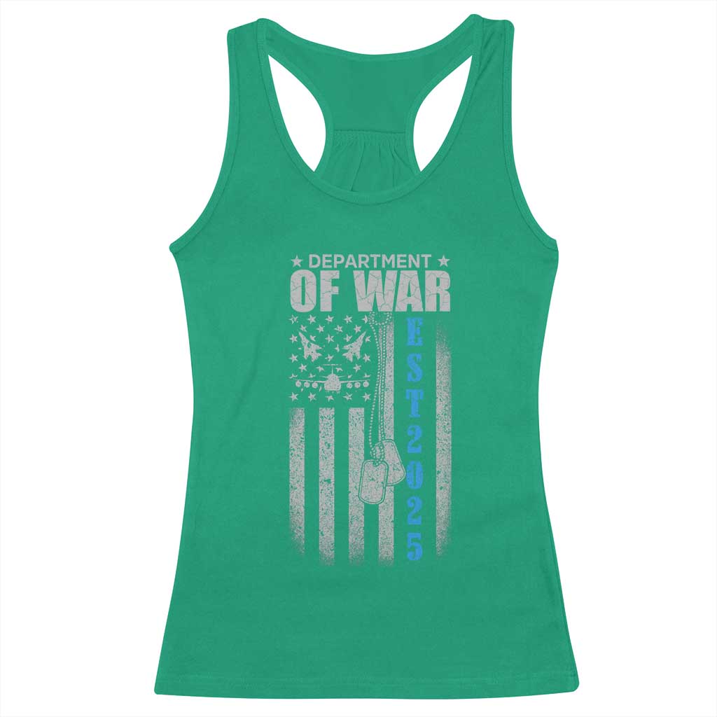 Department of War Est 2025 Racerback Tank Top Military Patriotic Dog Tags American Flag - Wonder Print Shop