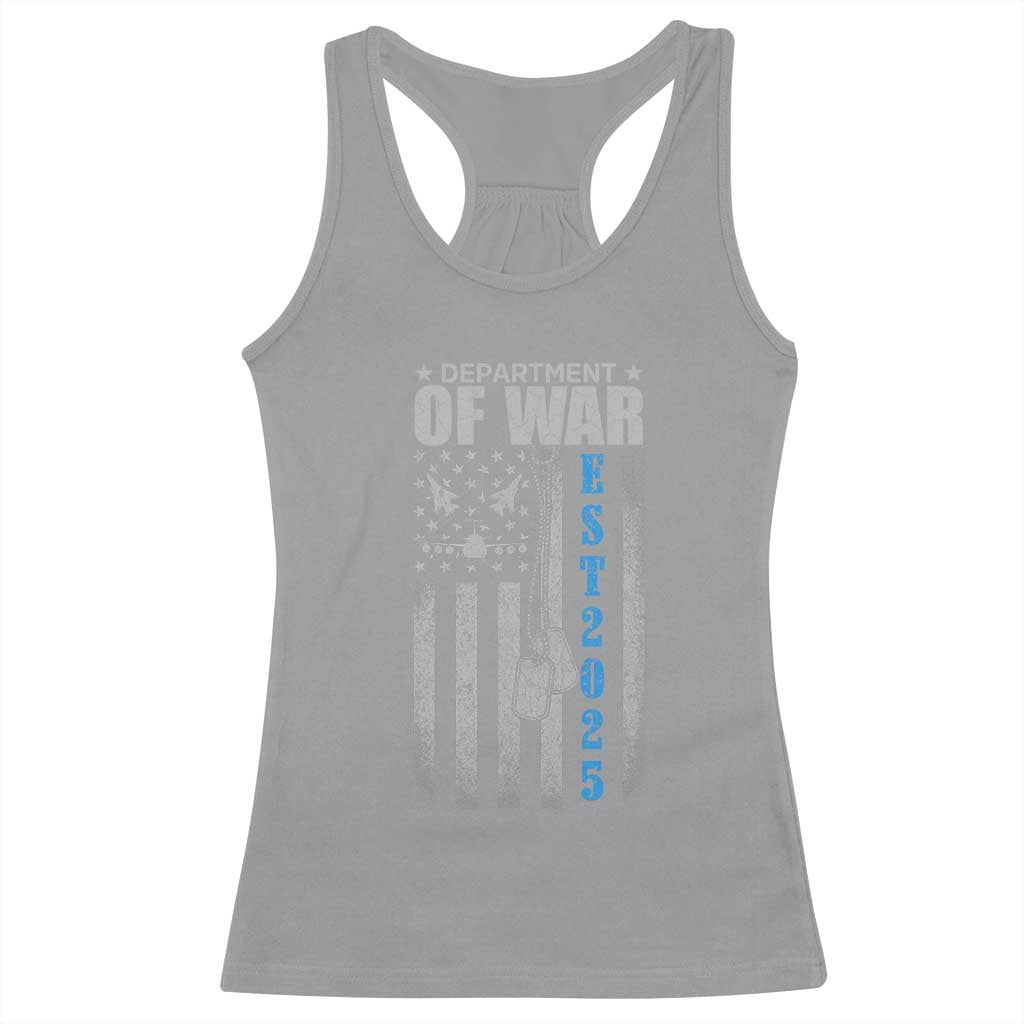 Department of War Est 2025 Racerback Tank Top Military Patriotic Dog Tags American Flag - Wonder Print Shop