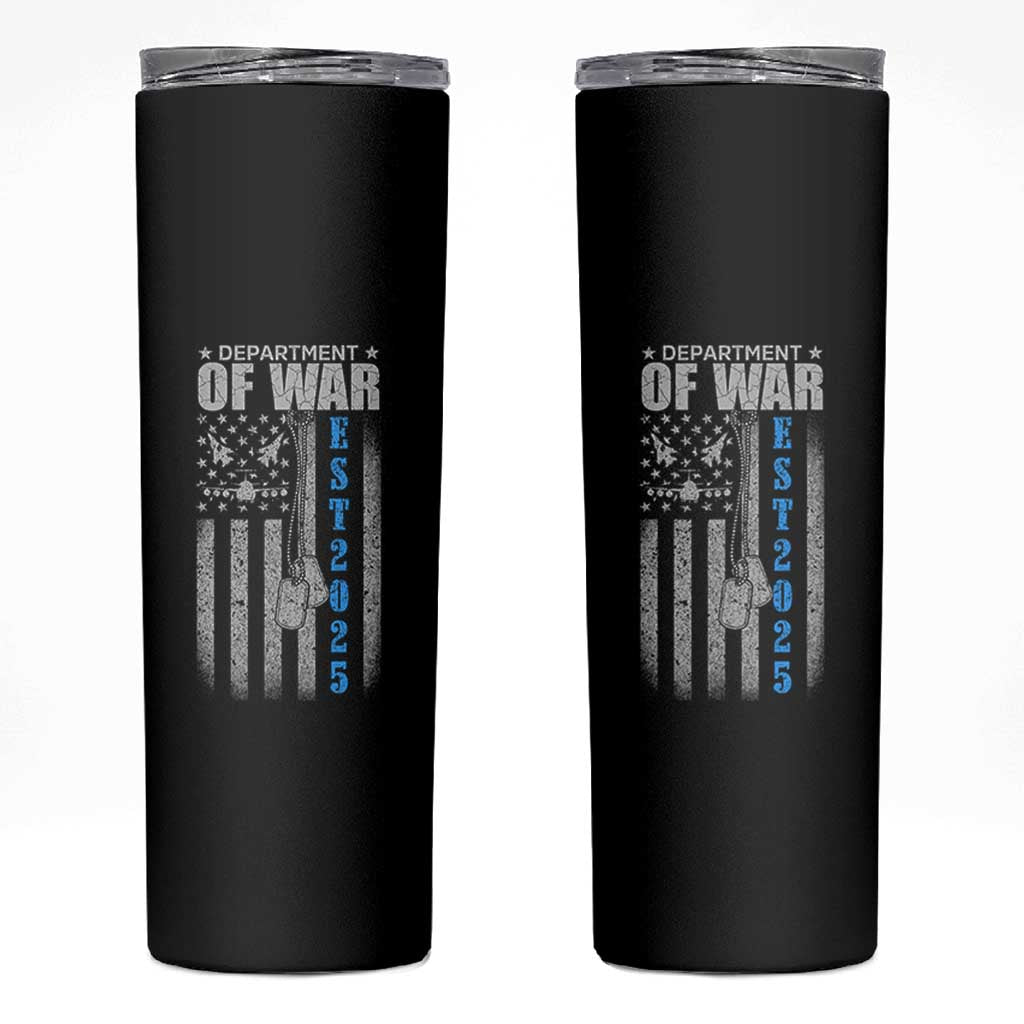 Department of War Est 2025 Skinny Tumbler Military Patriotic Dog Tags American Flag - Wonder Print Shop