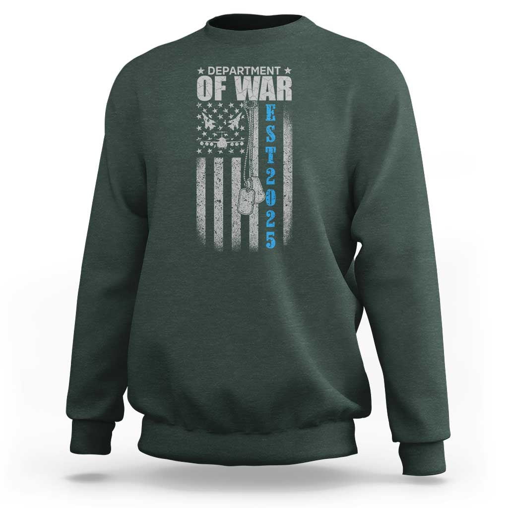 Department of War Est 2025 Sweatshirt Military Patriotic Dog Tags American Flag - Wonder Print Shop