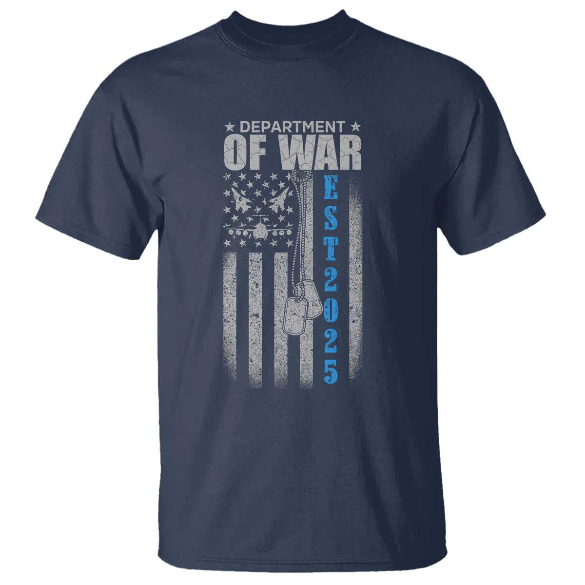 Department of War Est 2025 T Shirt Military Patriotic Dog Tags American Flag - Wonder Print Shop