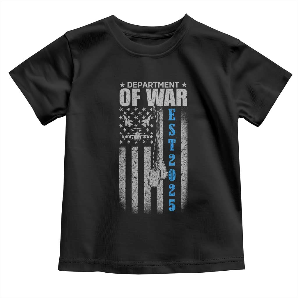 Department of War Est 2025 Toddler T Shirt Military Patriotic Dog Tags American Flag - Wonder Print Shop