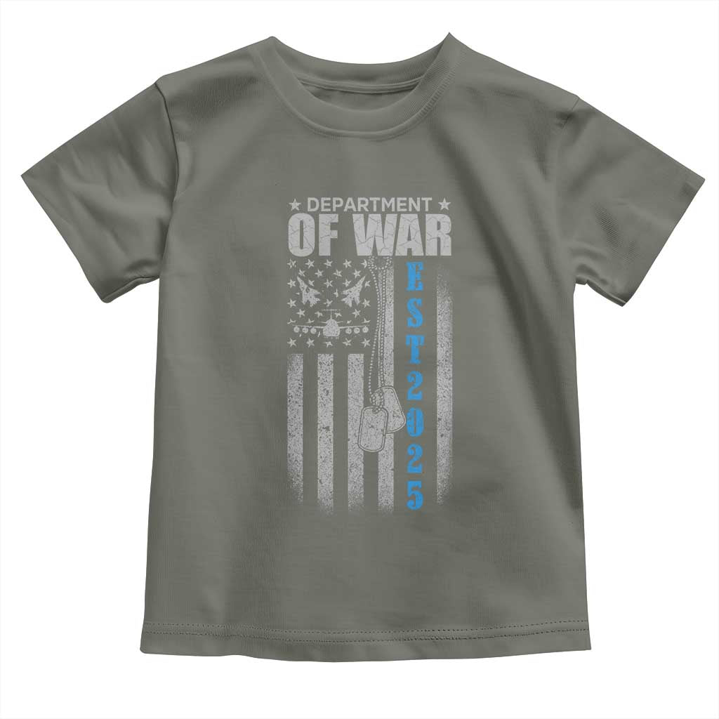 Department of War Est 2025 Toddler T Shirt Military Patriotic Dog Tags American Flag - Wonder Print Shop
