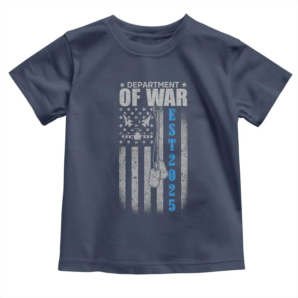 Department of War Est 2025 Toddler T Shirt Military Patriotic Dog Tags American Flag - Wonder Print Shop