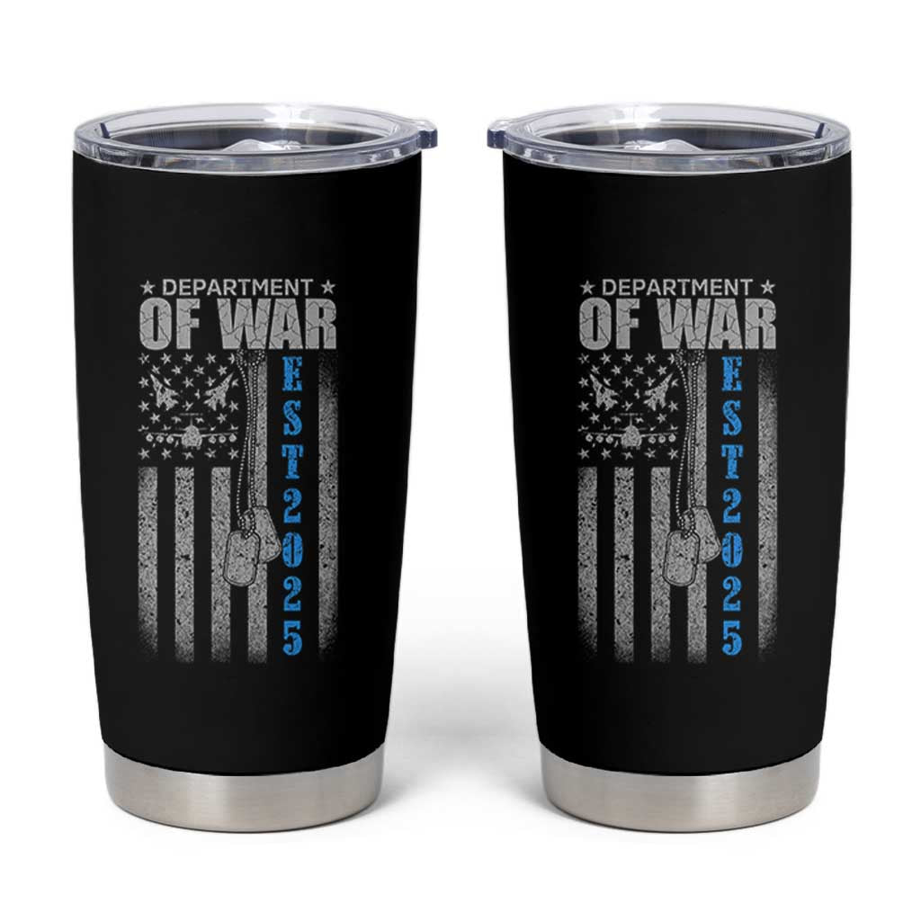 Department of War Est 2025 Tumbler Cup Military Patriotic Dog Tags American Flag - Wonder Print Shop