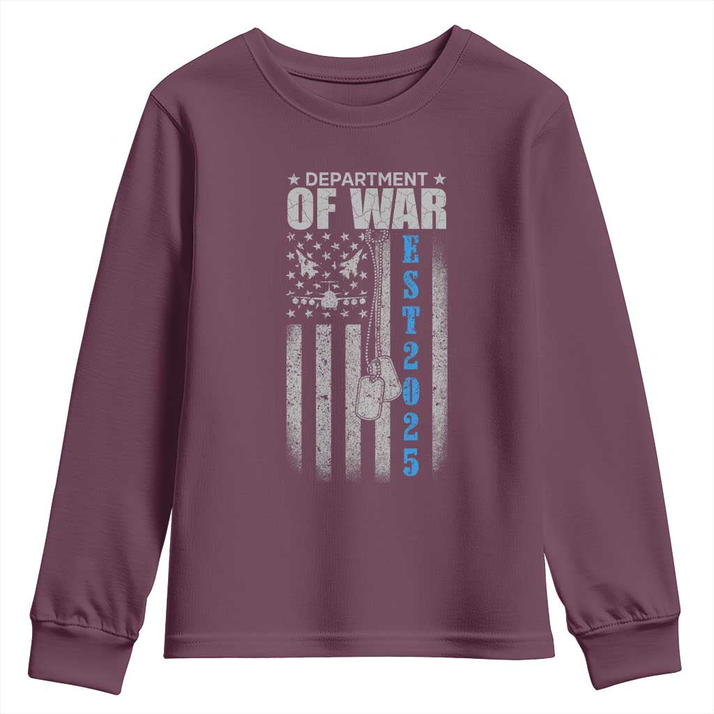 Department of War Est 2025 Youth Sweatshirt Military Patriotic Dog Tags American Flag - Wonder Print Shop