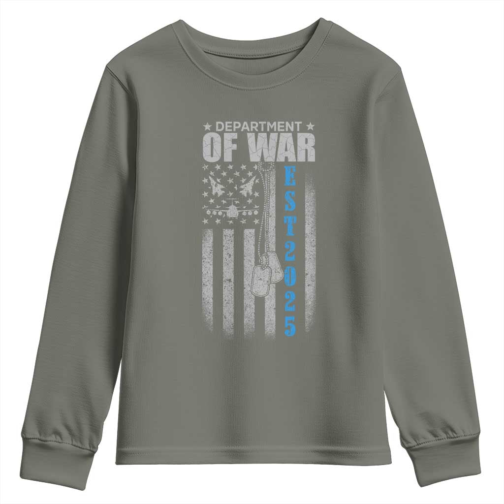 Department of War Est 2025 Youth Sweatshirt Military Patriotic Dog Tags American Flag - Wonder Print Shop