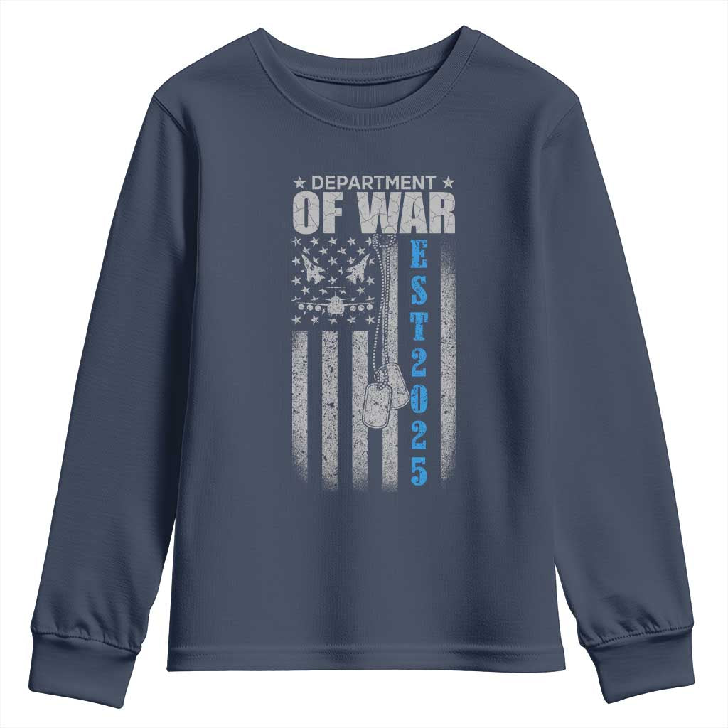 Department of War Est 2025 Youth Sweatshirt Military Patriotic Dog Tags American Flag - Wonder Print Shop