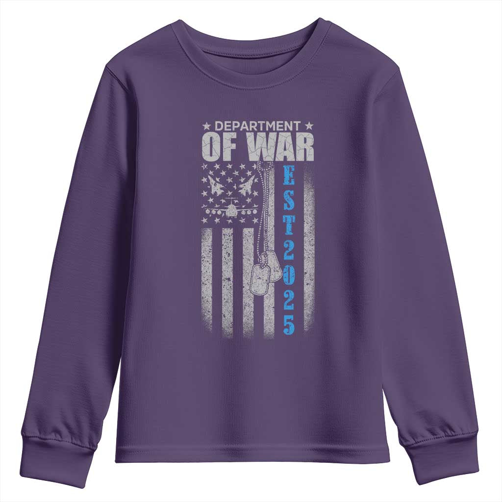 Department of War Est 2025 Youth Sweatshirt Military Patriotic Dog Tags American Flag - Wonder Print Shop