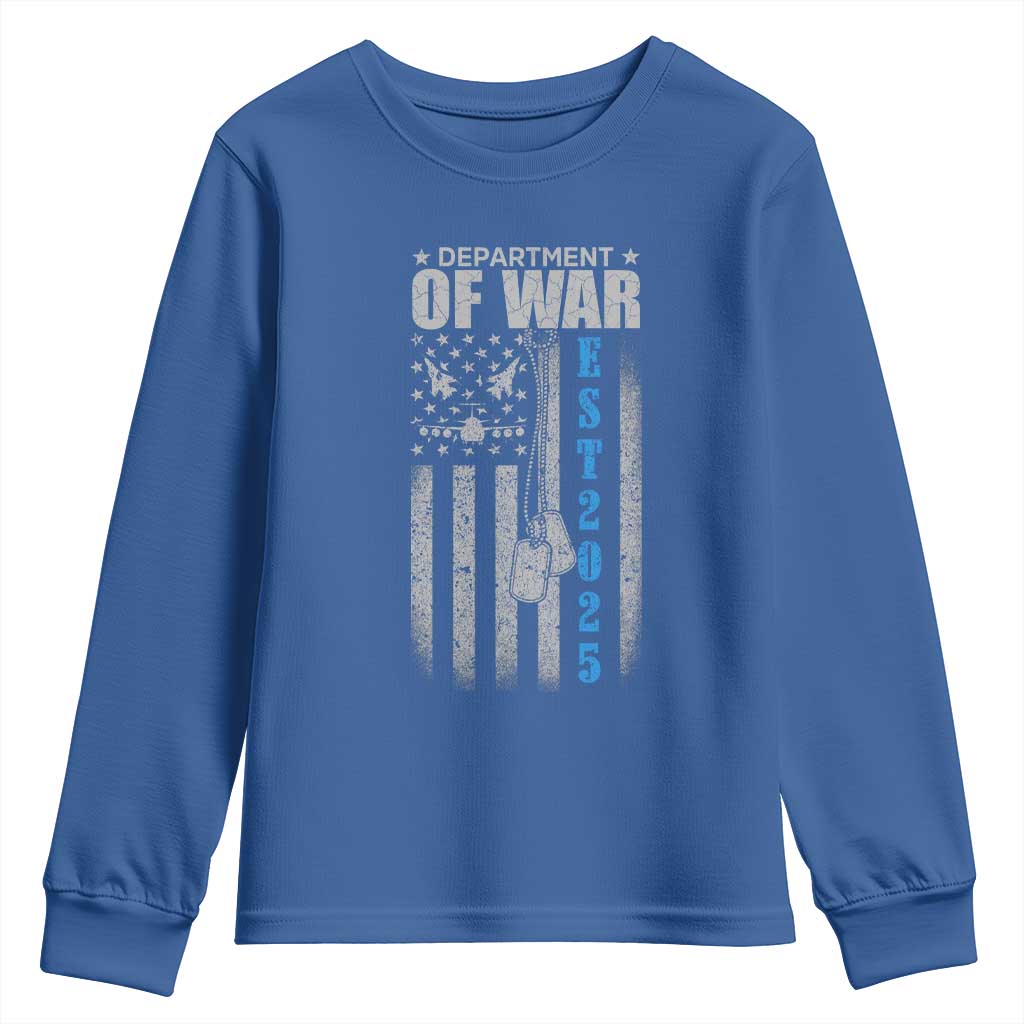 Department of War Est 2025 Youth Sweatshirt Military Patriotic Dog Tags American Flag - Wonder Print Shop
