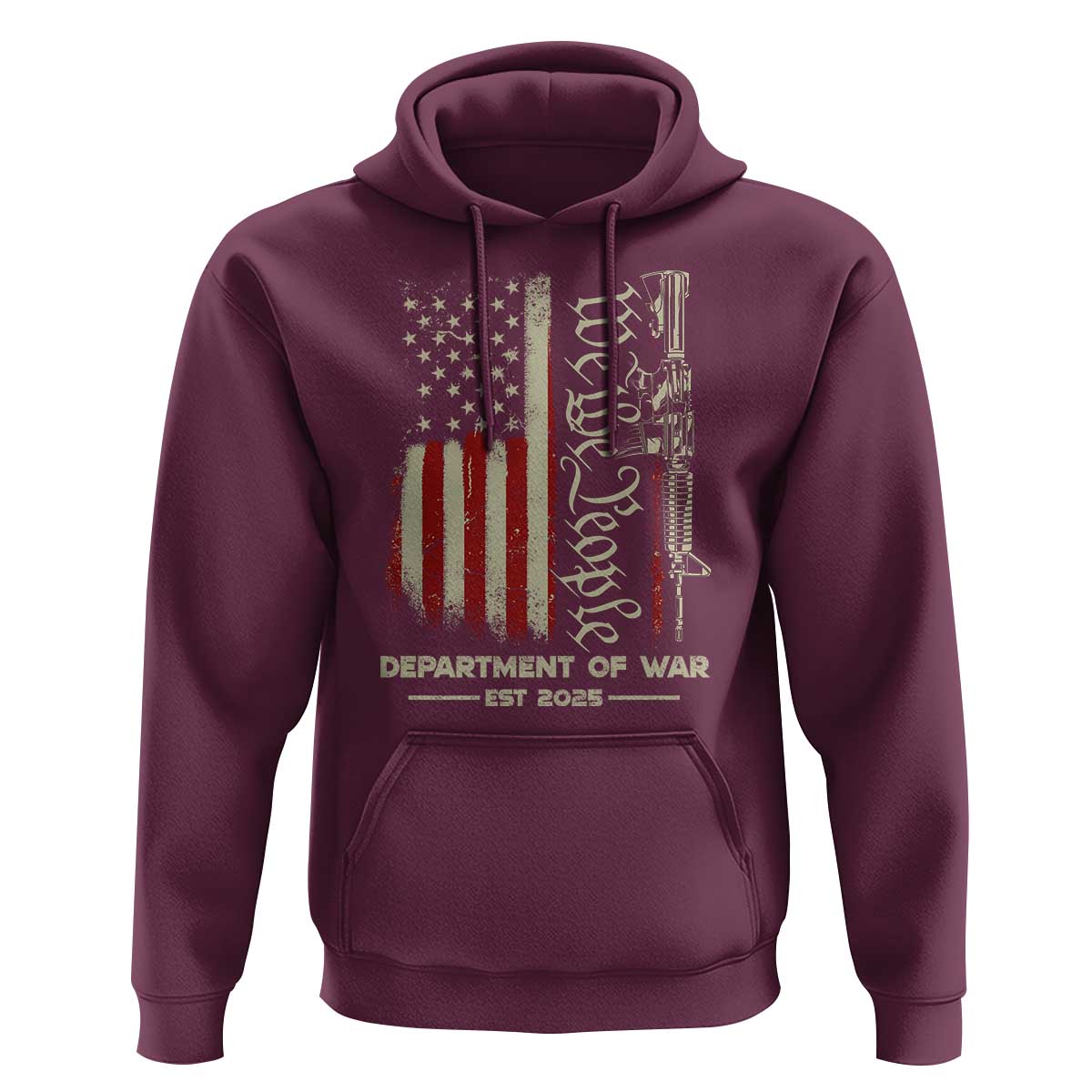Department of War Est 2025 Hoodie We The People Rifle American Flag Patriotic 2A Statement - Wonder Print Shop