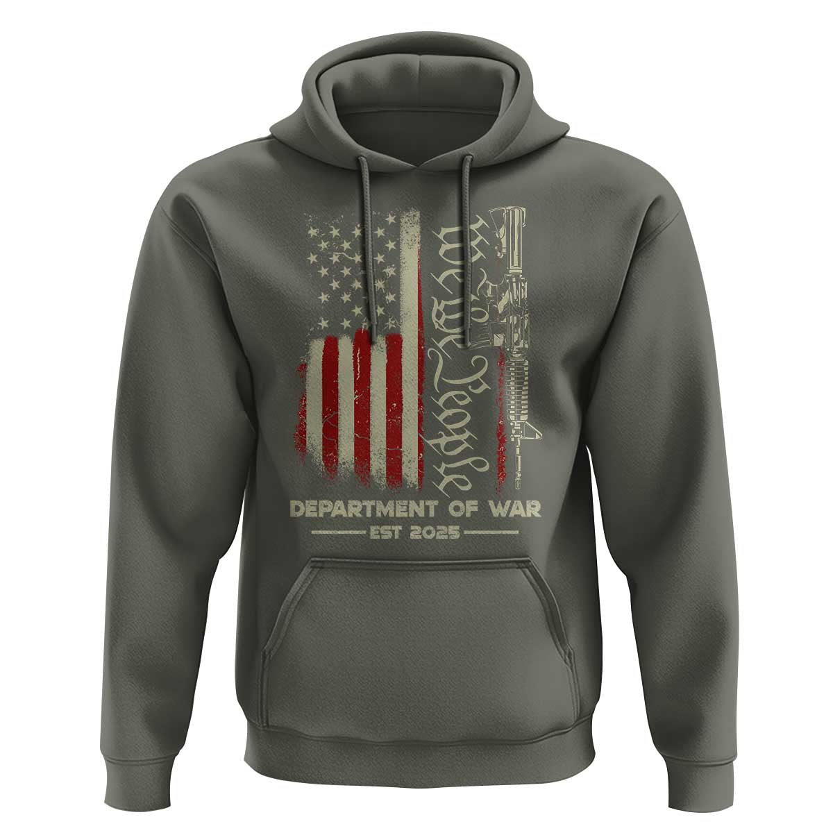 Department of War Est 2025 Hoodie We The People Rifle American Flag Patriotic 2A Statement - Wonder Print Shop
