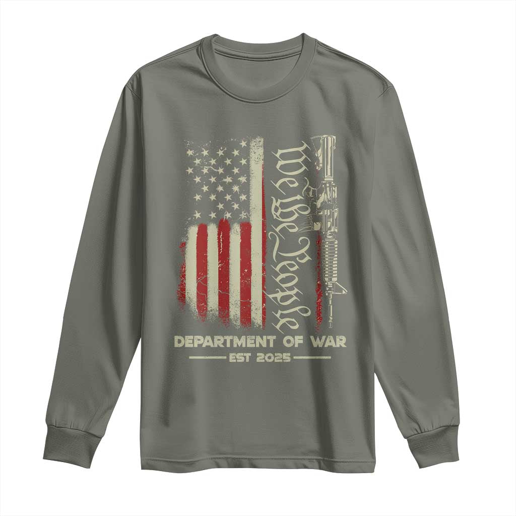 Department of War Est 2025 Long Sleeve Shirt We The People Rifle American Flag Patriotic 2A Statement - Wonder Print Shop