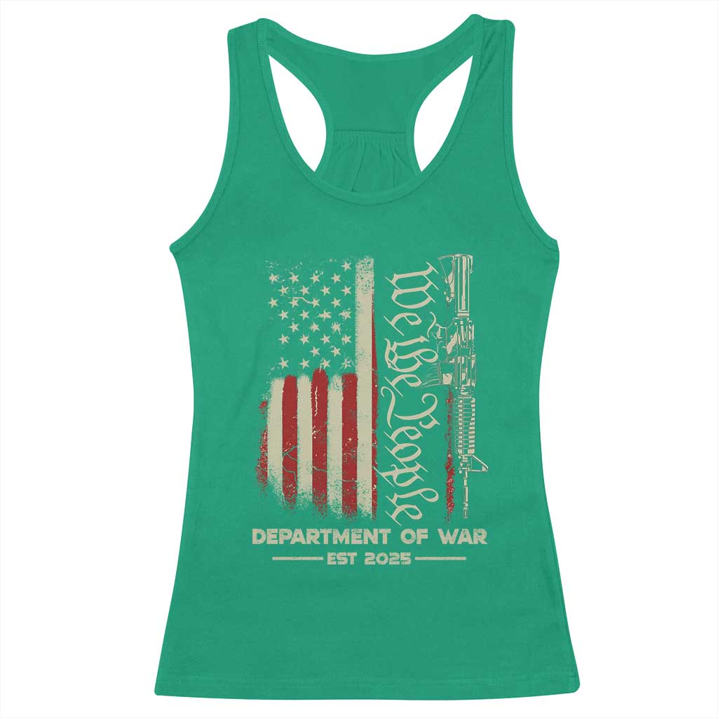 Department of War Est 2025 Racerback Tank Top We The People Rifle American Flag Patriotic 2A Statement - Wonder Print Shop