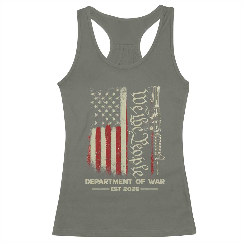 Department of War Est 2025 Racerback Tank Top We The People Rifle American Flag Patriotic 2A Statement - Wonder Print Shop