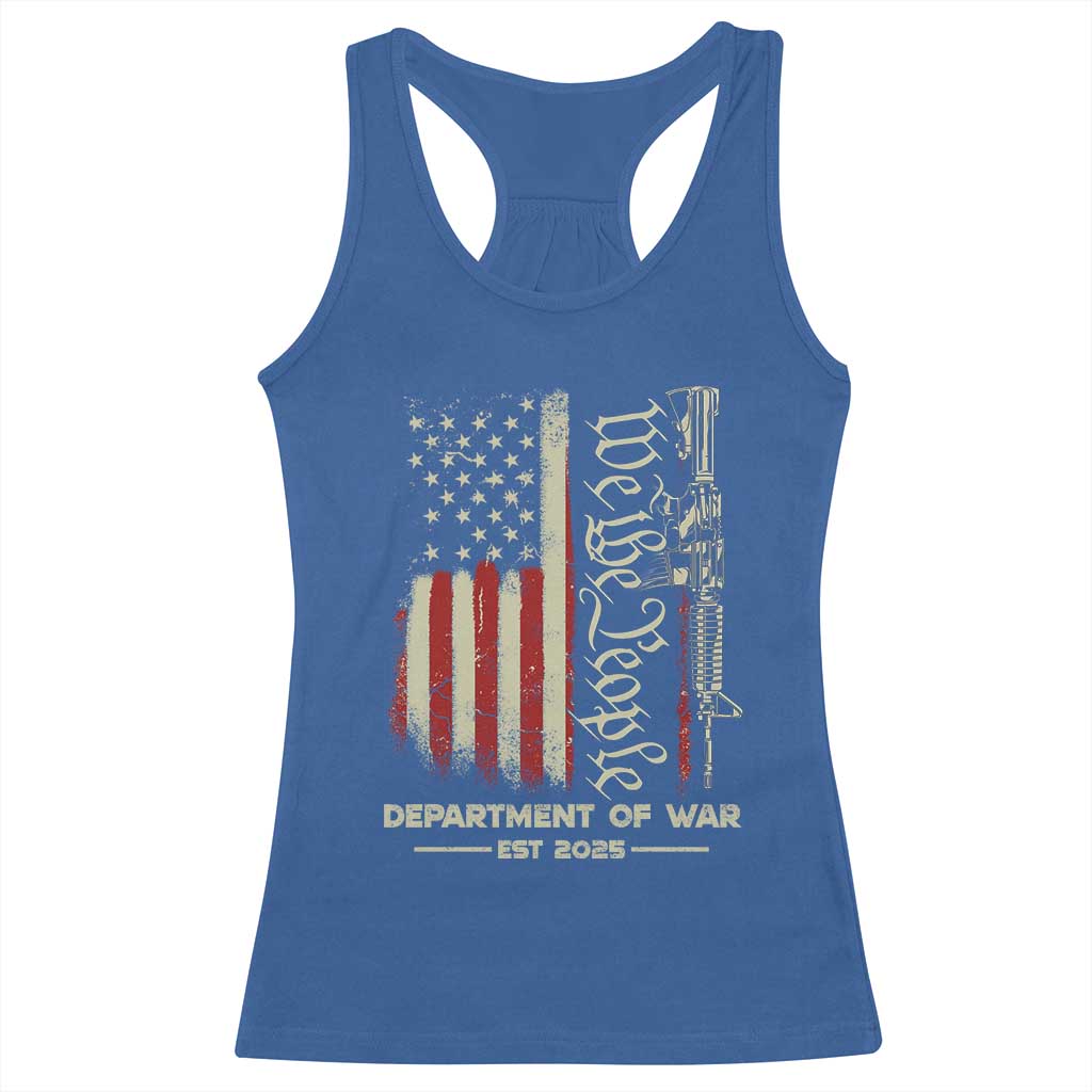 Department of War Est 2025 Racerback Tank Top We The People Rifle American Flag Patriotic 2A Statement - Wonder Print Shop