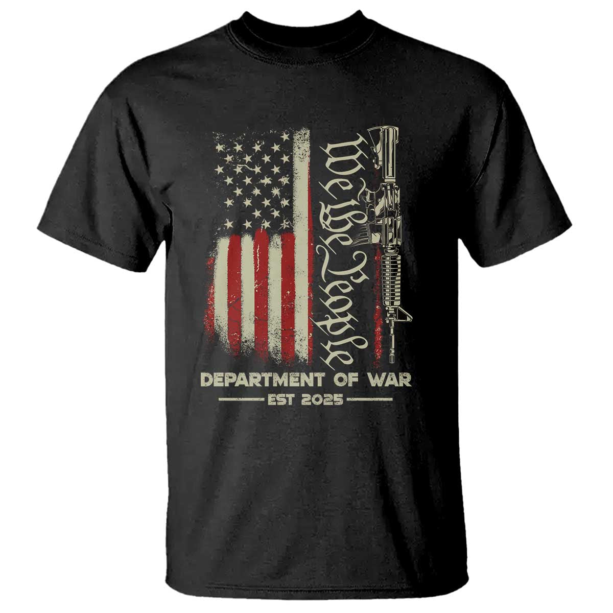 Department of War Est 2025 T Shirt We The People Rifle American Flag Patriotic 2A Statement - Wonder Print Shop