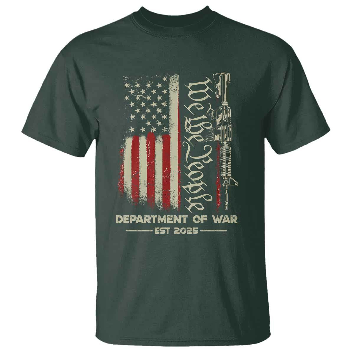 Department of War Est 2025 T Shirt We The People Rifle American Flag Patriotic 2A Statement - Wonder Print Shop