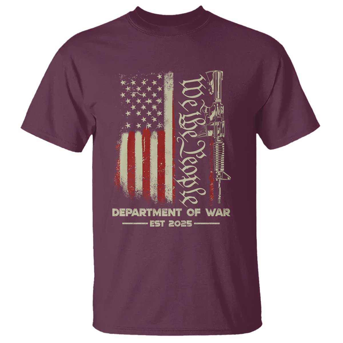 Department of War Est 2025 T Shirt We The People Rifle American Flag Patriotic 2A Statement - Wonder Print Shop