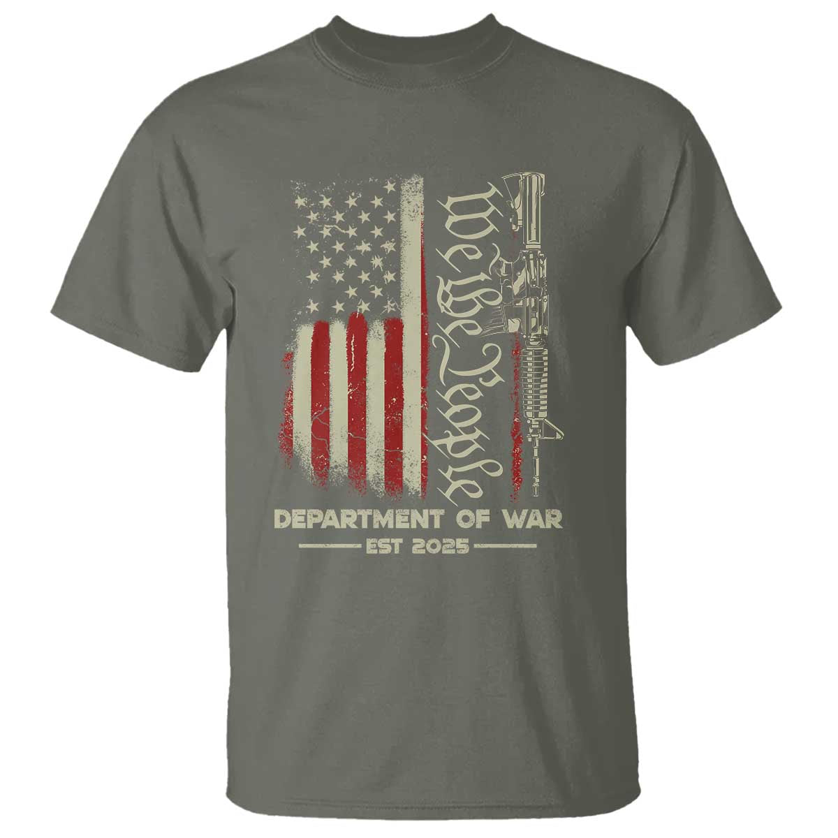 Department of War Est 2025 T Shirt We The People Rifle American Flag Patriotic 2A Statement - Wonder Print Shop
